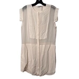 T by Alexander Wang NWT Sheer Panel Silk Shirt Dress Cream Ivory Size Large